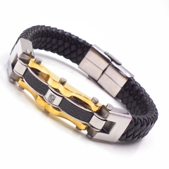 Men stainless steel Leather bangles