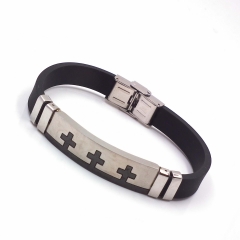 Men stainless steel Leather bangles