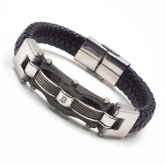 Men stainless steel Leather bangles