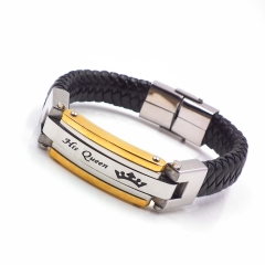 Men stainless steel Leather bangles