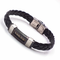 Men stainless steel Leather bangles