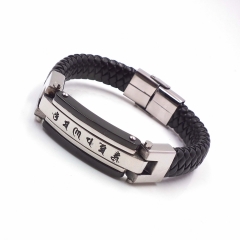 Men stainless steel Leather bangles