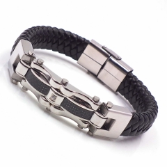 Men stainless steel Leather bangles