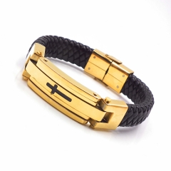 Men stainless steel Leather bangles