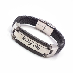 Men stainless steel Leather bangles