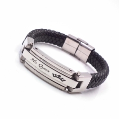 Men stainless steel Leather bangles