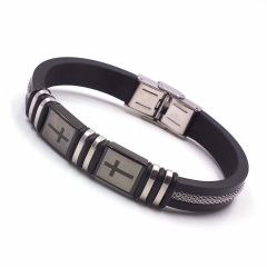 Men stainless steel Leather bangles