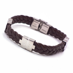 Men stainless steel Leather bangles