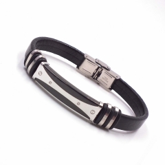 Men stainless steel Leather bangles