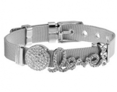 Stainless steel mesh bracelet + Alloy accessories Keeper woman bracelet