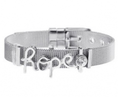 Stainless steel mesh bracelet + Alloy accessories Keeper woman bracelet