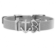 Stainless steel mesh bracelet + Alloy accessories Keeper woman bracelet