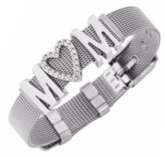 Stainless steel mesh bracelet + Alloy accessories Keeper woman bracelet