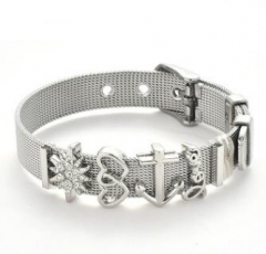 Stainless steel mesh bracelet + Alloy accessories Keeper woman bracelet