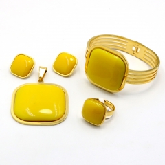 Stainless steel jewelry set Necklace earrings bracelet ring Wholesale