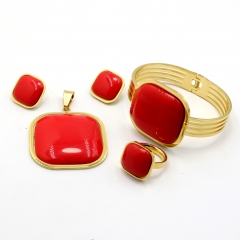 Stainless steel jewelry set Necklace earrings bracelet ring Wholesale