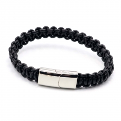 Stainless steel jewelry leather bracelet for men