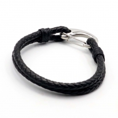 Stainless steel jewelry leather bracelet for men
