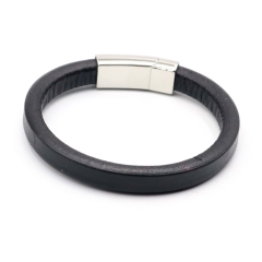 Stainless steel jewelry leather bracelet for men