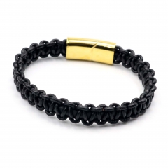 Stainless steel jewelry leather bracelet for men
