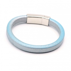 Stainless steel jewelry leather bracelet for men