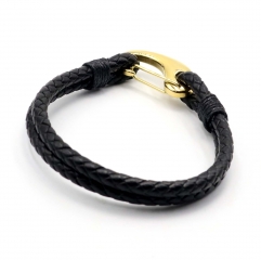 Stainless steel jewelry leather bracelet for men