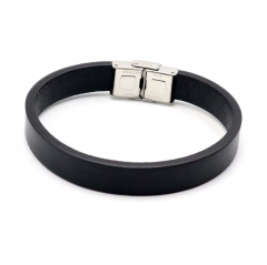 Stainless steel jewelry leather bracelet for men