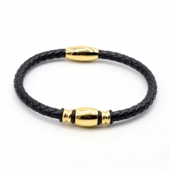 Stainless steel jewelry leather bracelet for men