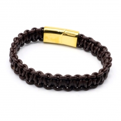 Stainless steel jewelry leather bracelet for men