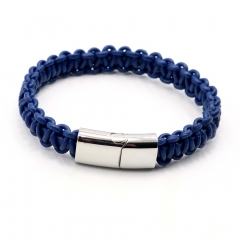 Stainless steel jewelry leather bracelet for men