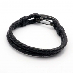Stainless steel jewelry leather bracelet for men