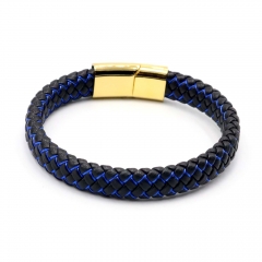 Stainless steel jewelry leather bracelet for men