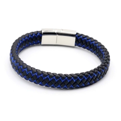 Stainless steel jewelry leather bracelet for men