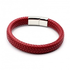 Stainless steel jewelry leather bracelet for men