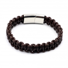 Stainless steel jewelry leather bracelet for men