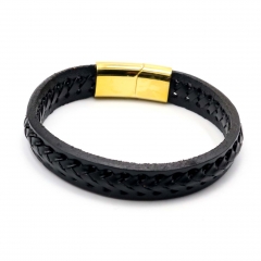 Stainless steel jewelry leather bracelet for men
