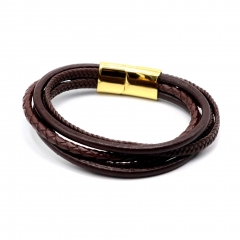 Stainless steel jewelry leather bracelet for men