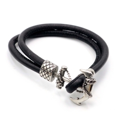 Stainless steel jewelry leather bracelet for men