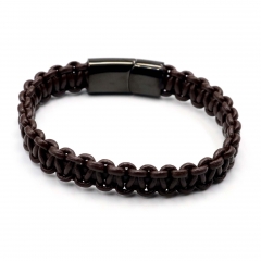 Stainless steel jewelry leather bracelet for men