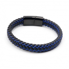Stainless steel jewelry leather bracelet for men