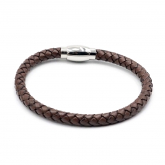 Stainless steel jewelry leather bracelet for men