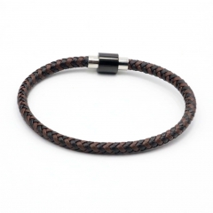 Stainless steel jewelry leather bracelet for men