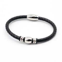 Stainless steel jewelry leather bracelet for men