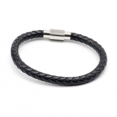 Stainless steel jewelry leather bracelet for men