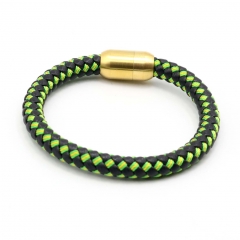 Stainless steel jewelry leather bracelet for men