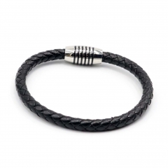 Stainless steel jewelry leather bracelet for men
