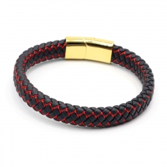 Stainless steel jewelry leather bracelet for men