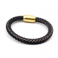 Stainless steel jewelry leather bracelet for men