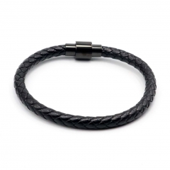 Stainless steel jewelry leather bracelet for men
