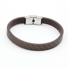 Stainless steel jewelry leather bracelet for men